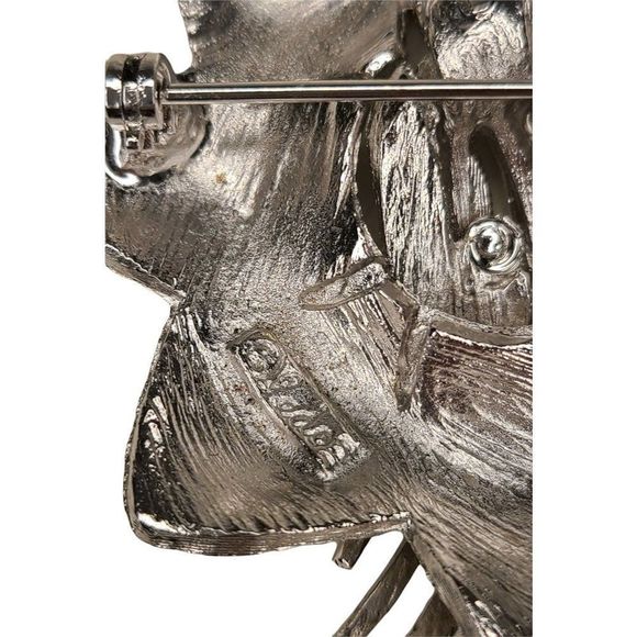 Vintage RARE Signed Ledo SIlver Tone Abstract Flower STATEMENT BROOCH‎ great - Picture 3 of 6